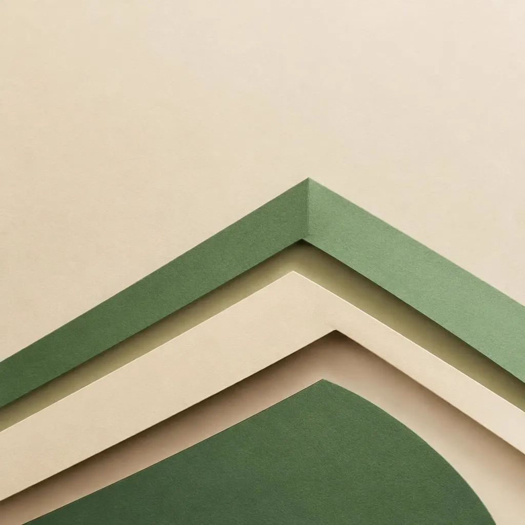 Layered green and cream paper roofline
